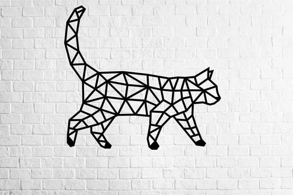 Деревянный декор настенный, панно, сборная модель EWA Design Кошка