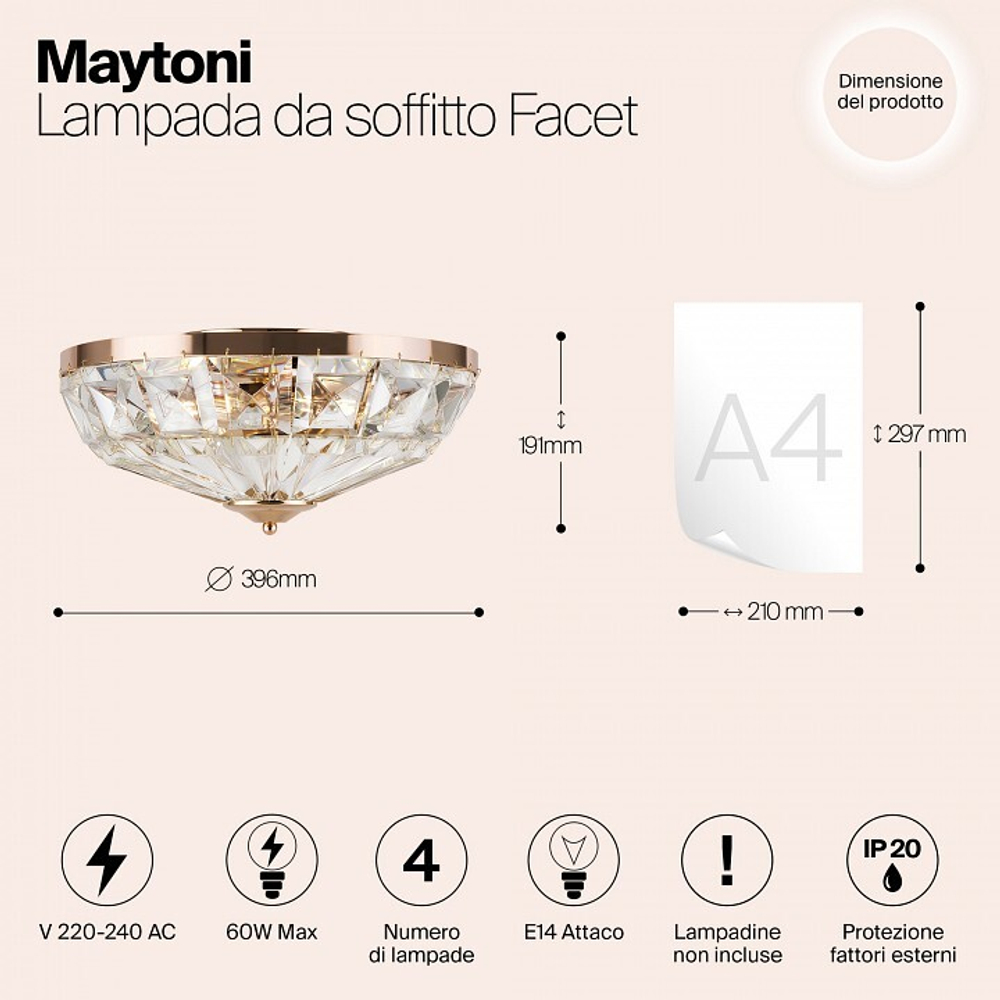 Накладной светильник Maytoni Facet MOD094CL-04G