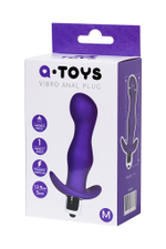 Анальная пробка с вибрацией A-Toys by TOYFA Kamet, размер M, силикон, фиолетовая, 12,9 см