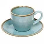 Кофейная пара керамическая «Tiffany Blue» (кружка 80мл+блюдце)