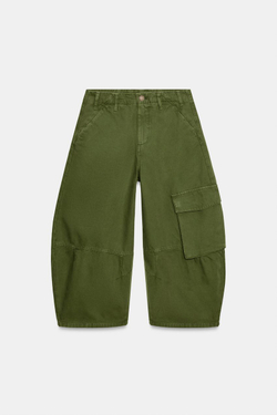 ZARA ДЖИНСЫ-КАРГО КАПРИ СО СРЕДНЕЙ ПОСАДКОЙ — ZW COLLECTION, ХАКИ