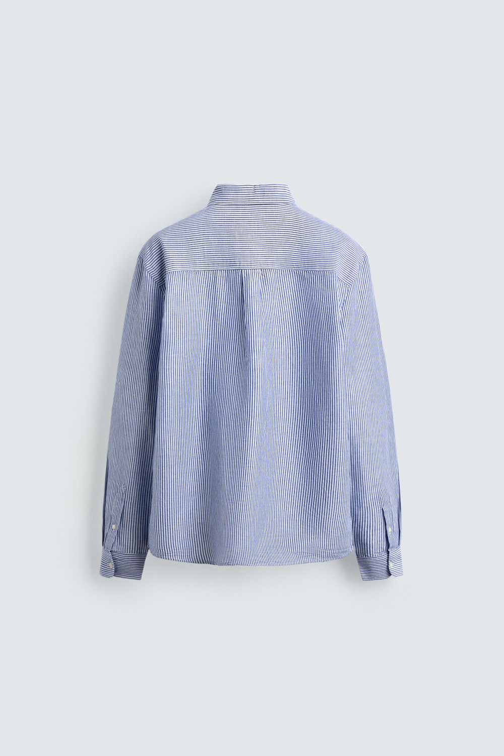 ZARА РУБАШКА REGULAR FIT ИЗ ЛЬНА И ХЛОПКА, БЕЛЫЙ/НЕБЕСНО-ГОЛУБОЙ