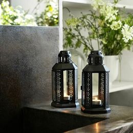 Подсвечник фонарь IKEA ENRUM (ЭНРУМ), Черный, 22 см