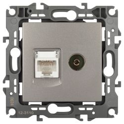 Розетка ЭРА Серия 12 12-3110-16 комбинированная RJ45+TV, титан | Эра 12