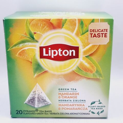 Чай зеленый Lipton Мандарин и Апельсин, 20 пирамидок, 36 г (из Финляндии)