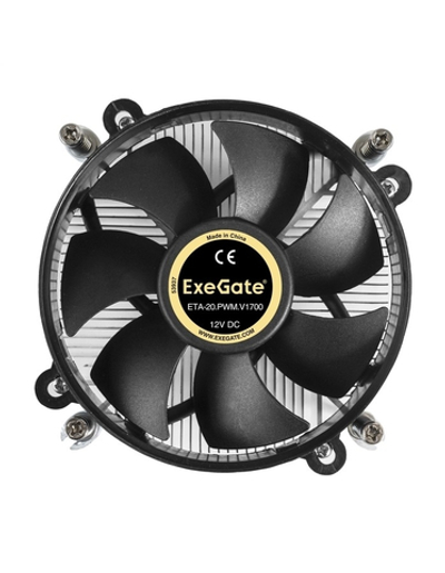Exegate EX292655RUS Кулер ExeGate ETA-20.PWM.V1700 (Al, LGA1700/1150/1151/1155/1156/1200/1366, TDP 90W, Fan 95mm, PWM 900-2400RPM, Hydro bearing, 4pin, 11-24db, 345г, с термопастой, на винтах, Color B