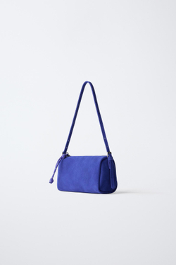 ZARA КОЖАНАЯ СУМКА ЧЕРЕЗ ПЛЕЧО, СИНИЙ