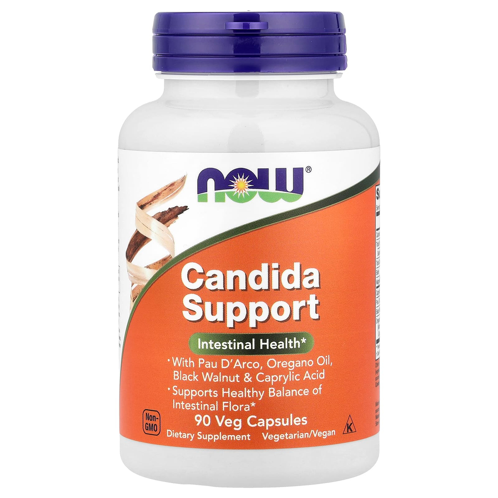 NOW Foods, Candida Support 90 Veg Capsules | NOW Foods, Kandidaga qarshi yordam, ichak mikroflorasi muvozanati uchun qoʻshimcha, 90 ta oʻsimlik kapsulasi