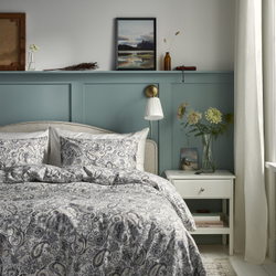 IKEA RODGERSIA  (ИКЕА РОДГЕРСИА)  -  Пододеяльник и наволочка - серый/белый 150х200/50х60 см