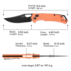 Нож складной SRM 9201-PJ Retriever Black (8Cr13MoV, Orange FRN)