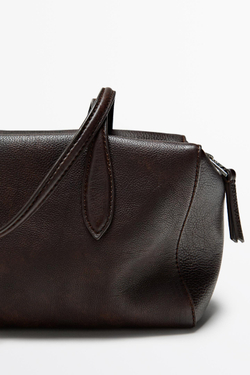 Massimo Dutti Мини-сумка из кожи наппа, коричневый
