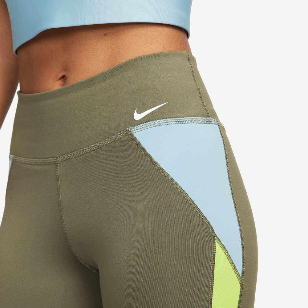 Женские теннисные брюки Nike Dri-Fit One Color-Blocked Mid-Rise Tight Women - Olive, Blue