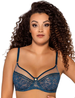 Комфортный бюстгальтер на косточках цвета деним (Размер: 70F) (Цвет: грязно-синий)