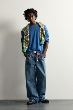 ZARA - FRUIT OF THE LOOM™ ФУТБОЛКА С НАШИВКОЙ, СИНИЙ