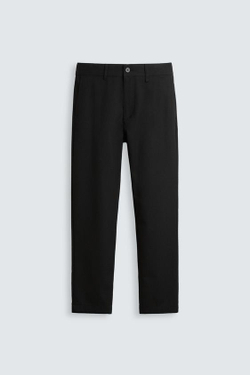 ZARA БРЮКИ ЧИНОС ИЗ КОМФОРТНОЙ РЕЛЬЕФНОЙ ТКАНИ, ЧЕРНЫЙ
