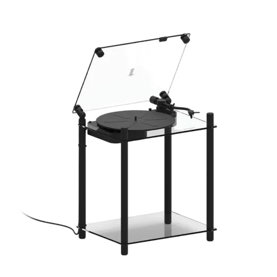 Transparent Transparent Turntable Stand Black
