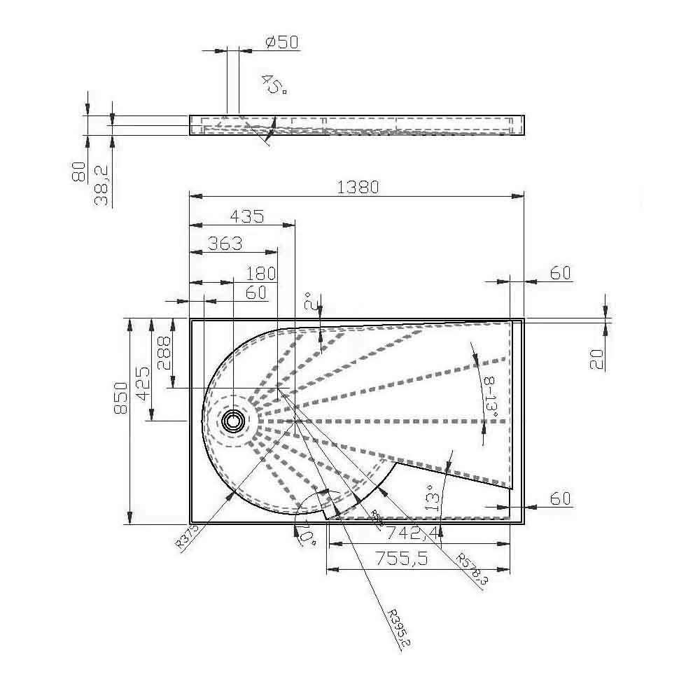 Душевой поддон DW KLIMA, 138x85x8, левый, белый, DW-KLIM1308-LWT