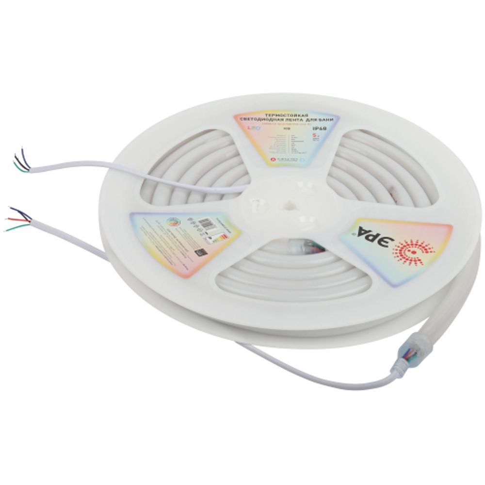 Лента светодиодная термостойкая для бани ЭРА LS3030-9,6-120-24-RGB-IP68-3 year-5m RGB | Светодиодная лента для бани и сауны 24В 3 года и аксессуары