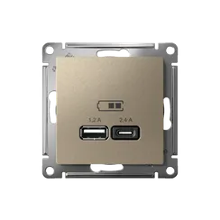 Розетка с USB A+C Systeme Electric AtlasDesign Шампань ATN000539