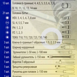 Набор инструмента 46пр. 1/4''(6-гран.)(4-14мм) WMC TOOLS WMC-2462-46