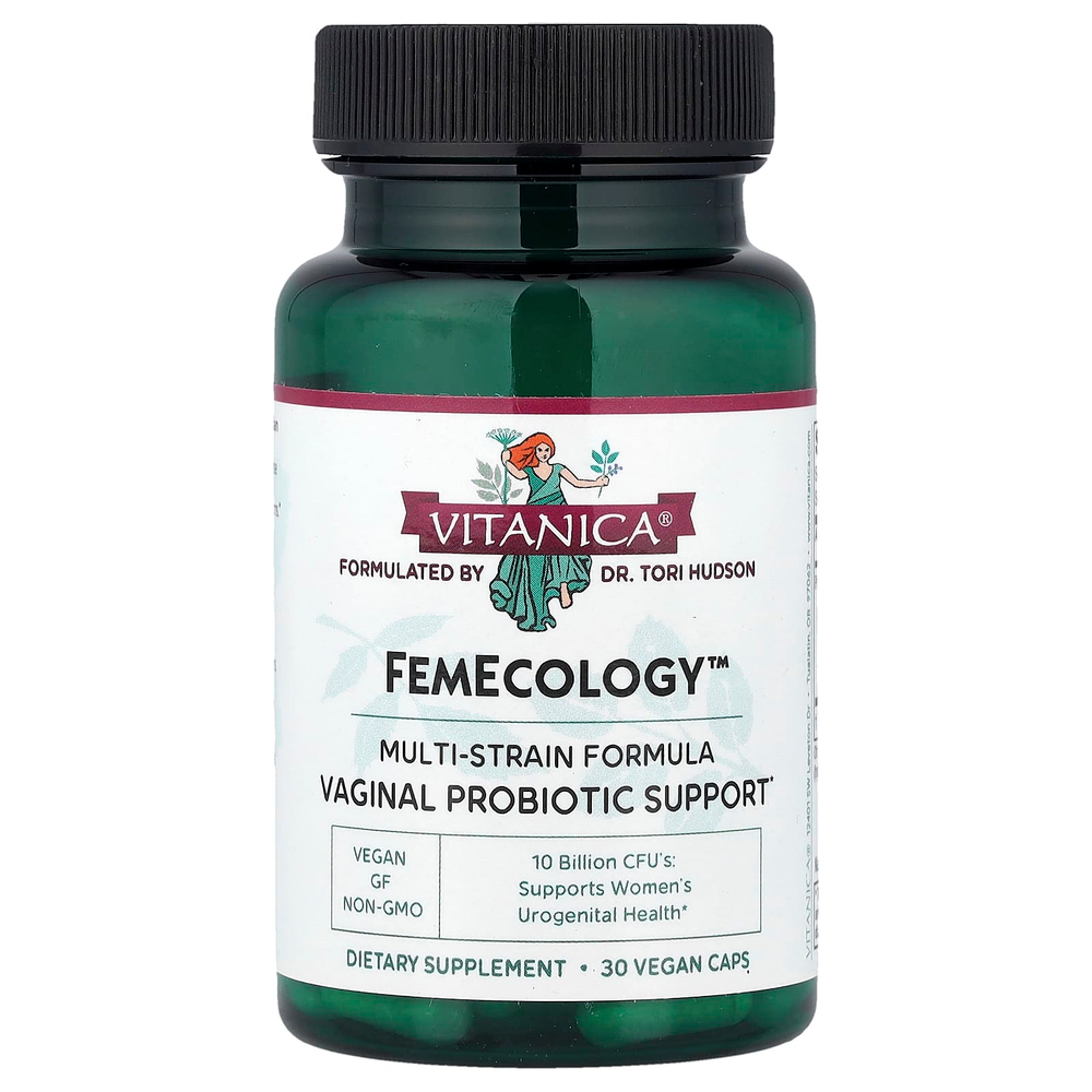 Vitanica, FemEcology™, пробиотическая поддержка для влагалища, 30 веганских капсул