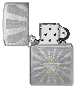 Зажигалка Zippo Star Design с покрытием Brushed Chrome, латунь/сталь, серебристая, 36x13x57 мм