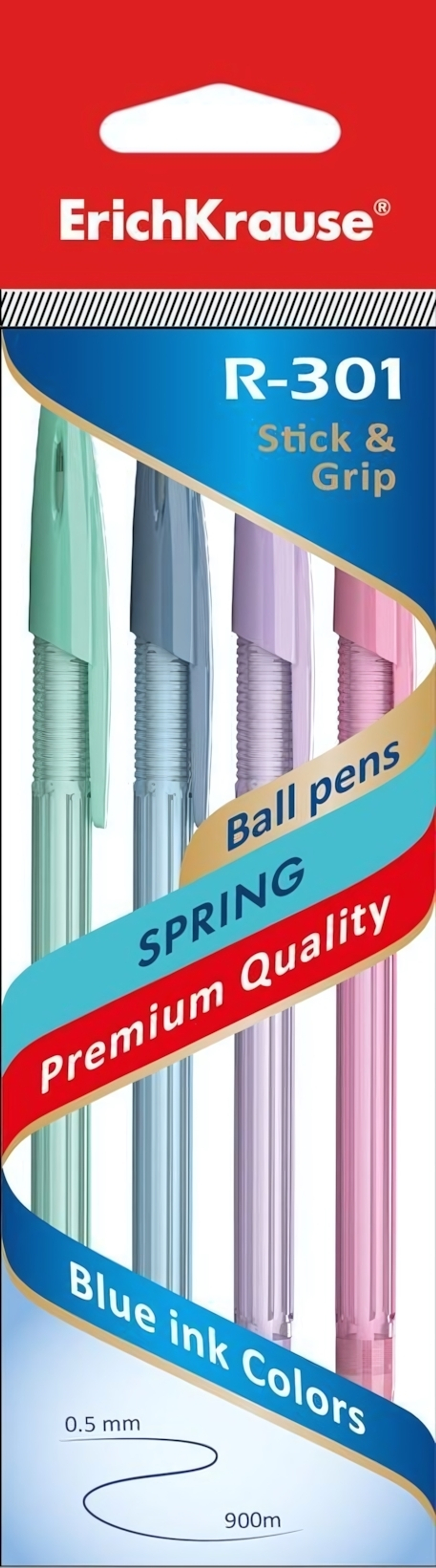 Набор ручек шарик. SPRING Stick 0,7, синий, 4ш R-301 (Erich Krause)