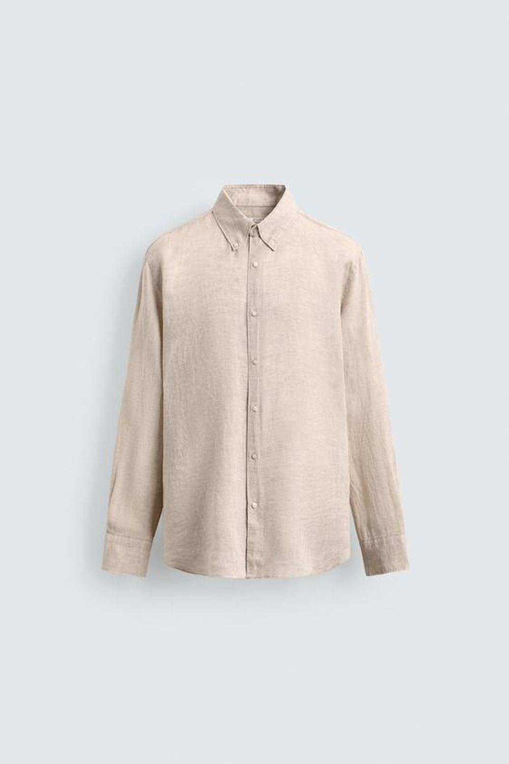 ZARA РУБАШКА ИЗ 100% ЛЬНА, СВЕТЛО-БЕЖЕВЫЙ