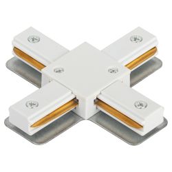Коннектор питания ЭРА TR-1PA-СX WH для однофазного шинопровода X-образный белый | Однофазный шинопровод и аксессуары