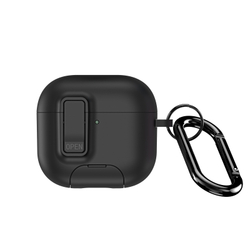 Чехол с замком и подставкой для наушников AirPods 4, черный цвет, серия PECQ Series от Dux Ducis