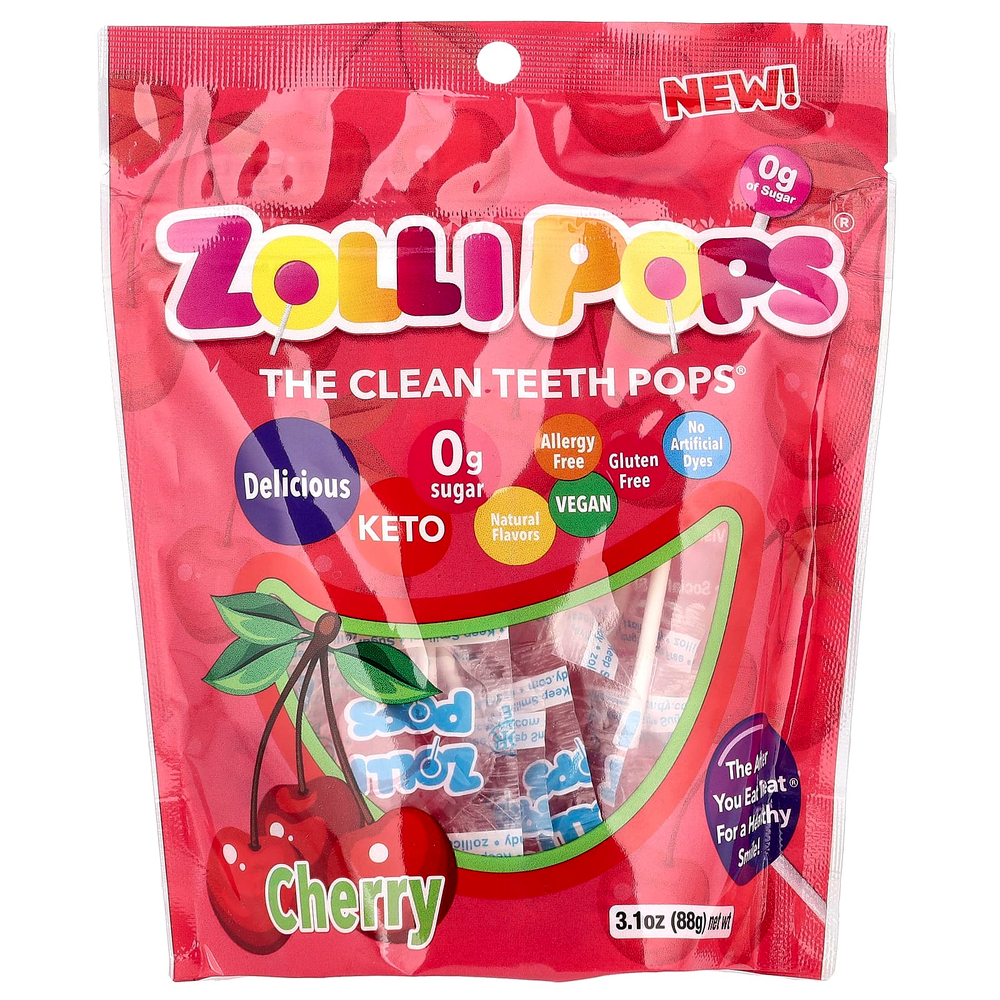 Zollipops, The Clean Teeth Pops®, со вкусом вишни, 88 г (3,1 унции)