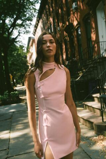 ZARA МИНИ-ПЛАТЬЕ С ЗАСТЕЖКАМИ-АЛАМАР, РОЗОВЫЙ