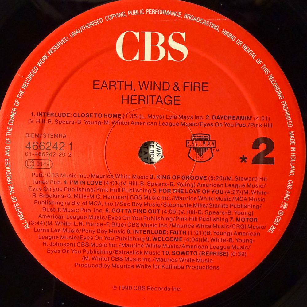 Earth, Wind & Fire ‎– Heritage (Голландия 1990г.)