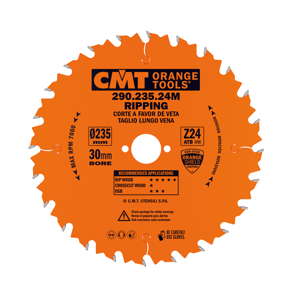 Новинка! Диск пильный CMT 235 x 30 x 2,8 / 1,8 20° 10° ATB Z=24, продольное пиление 290.235.24M