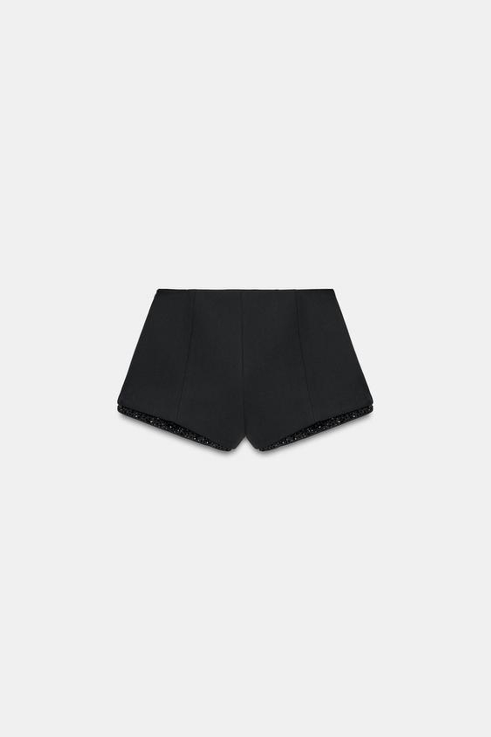 ZARA ШОРТЫ С ВЫСОКОЙ ПОСАДКОЙ И БУСИНАМИ, ЧЕРНЫЙ