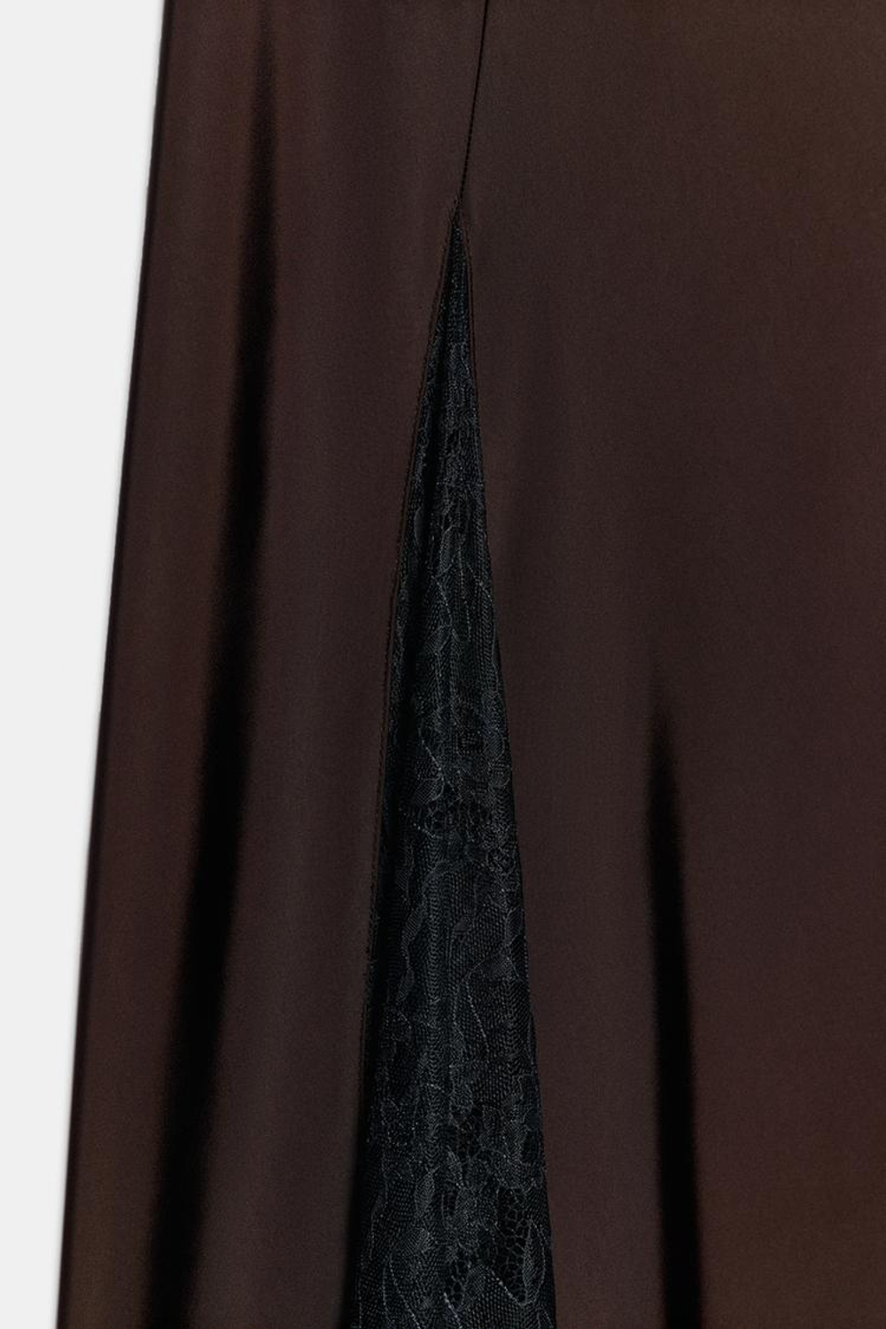 ZARA КОМБИНИРОВАННАЯ АТЛАСНАЯ ЮБКА МИДИ, КОРИЧНЕВЫЙ
