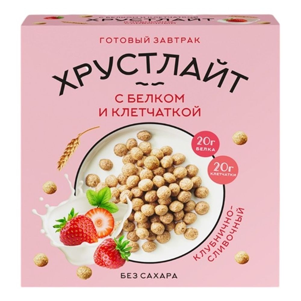 Готовый завтрак Хрустайл клубнично-сливочные шарики без сахара 150г