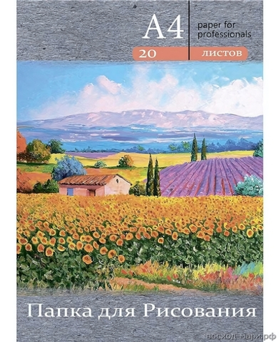 Папка для рисования А4, 20л. ЦВЕТОЧНЫЕ ПОЛЯ (20-3222) (Проф-пресс)