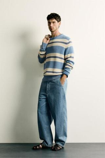 ZARA ДЖИНСОВЫЕ БРЮКИ ЧИНОС STRAIGHT FIT, ГОЛУБОЙ