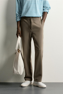 ZARA КОМФОРТНЫЕ БРЮКИ RELAXED FIT, ХАКИ