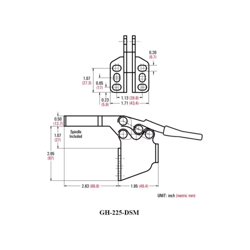 Зажим с горизонтальной ручкой Woodwork GH-225-DSM
