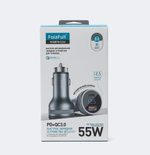 Автомобильное зарядное устройство FaizFull FZ24 PD30W+QC3.0 3A Type-C+USB с вольтметром, Grey