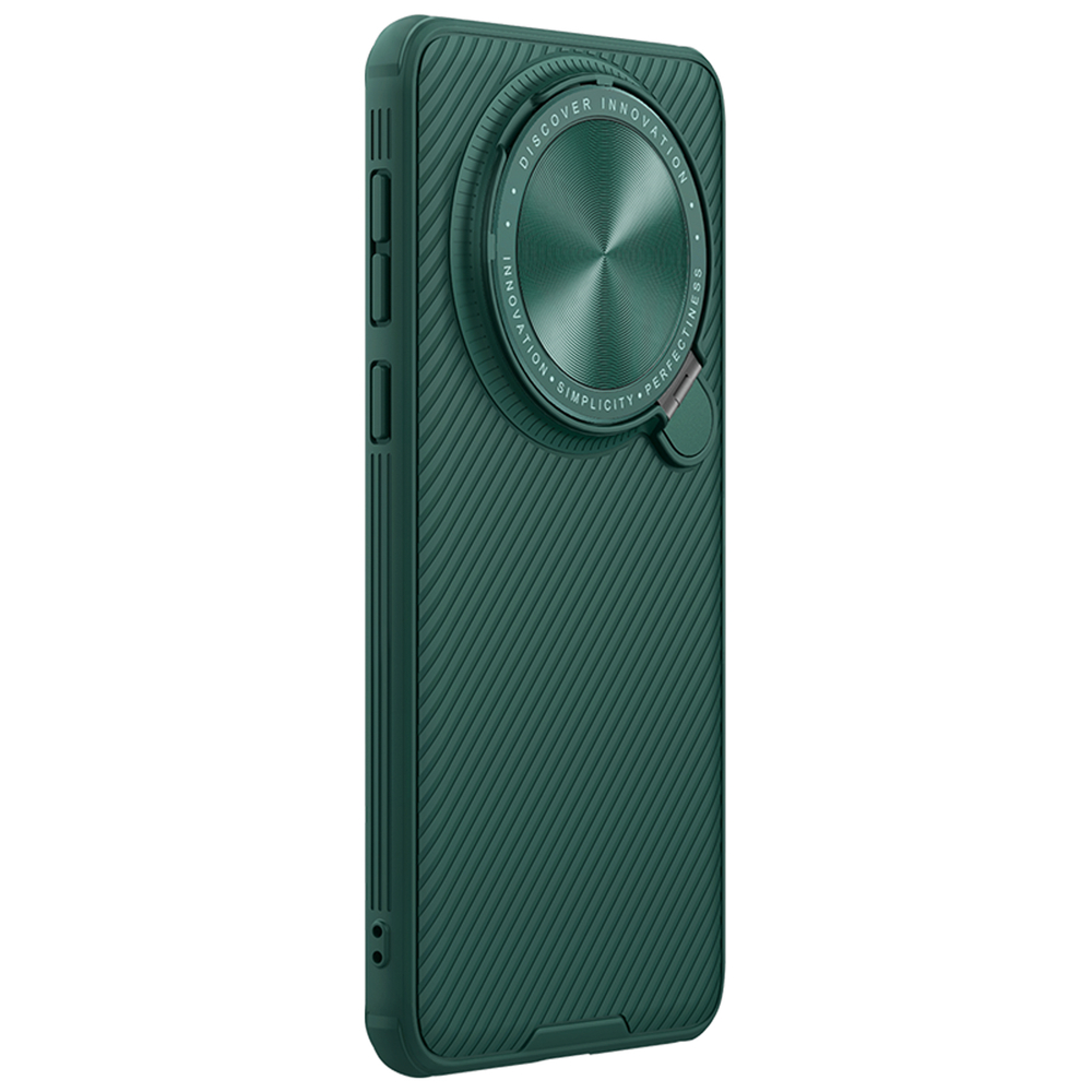 Чехол зеленого цвета (Deep Green) от Nillkin на Huawei Mate 60 Pro и 60 Pro+ с откидной защитной крышкой и поддержкой магнитной беспроводной зарядки, серия CamShield Prop Magnetic Case