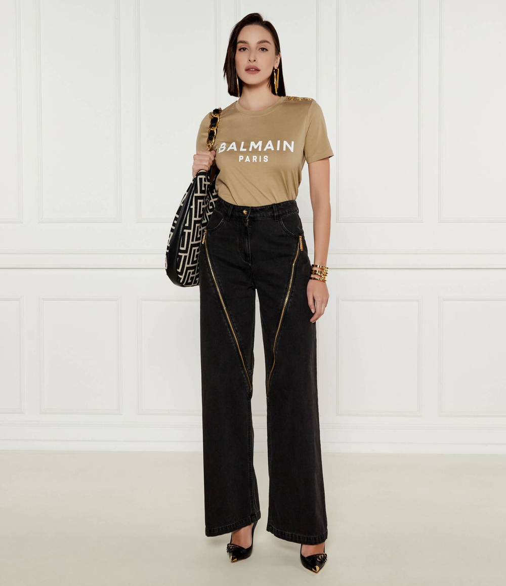 Футболка Balmain - бежевый(BF1EF005 BB02)