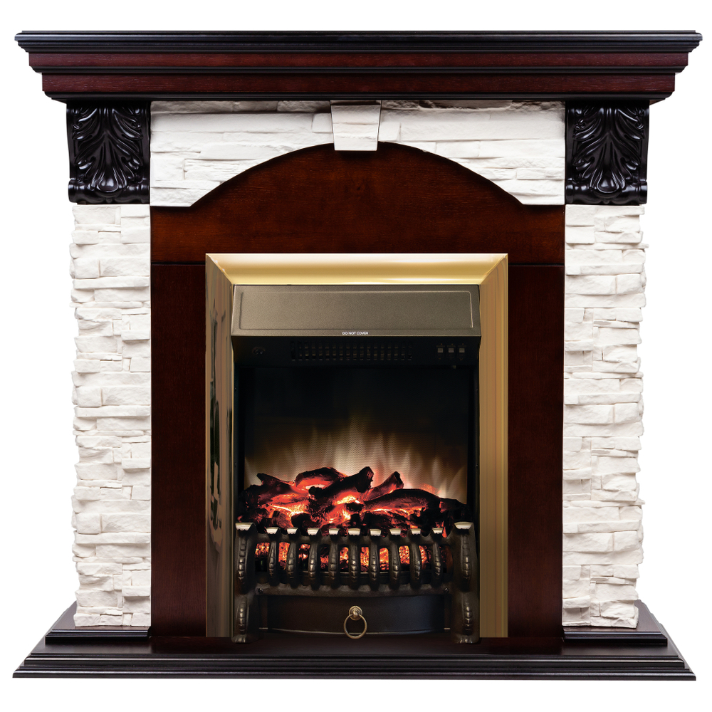 Каминокомплект Real Flame Dublin Lux AO с очагом Fobos Lux Brass