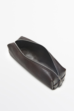 Massimo Dutti Сумка-чехол на молнии из кожи наппа, коричневый