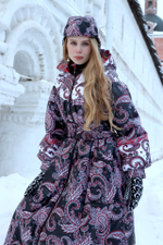 Coat "Honey raf. Foxes in snowdrops"