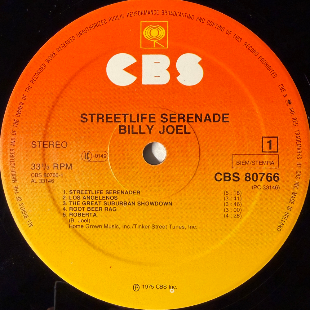 Billy Joel ‎– Streetlife Serenade (Голландия 1976г.) Т