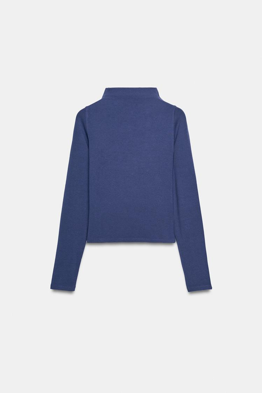 ZARA ФУТБОЛКА С ВОРОТНИКОМ-СТОЙКОЙ, СИНИЙ