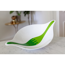 Салатник 3л Koziol Leaf с приборами бело-зеленый